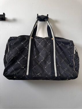CHANEL Black Travel Line Duffel dual zipper compartment
